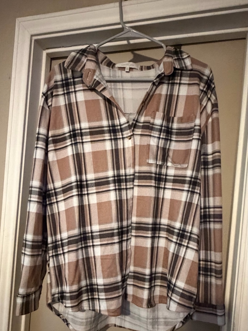 Plaid Flannel Top - Blush Plaid